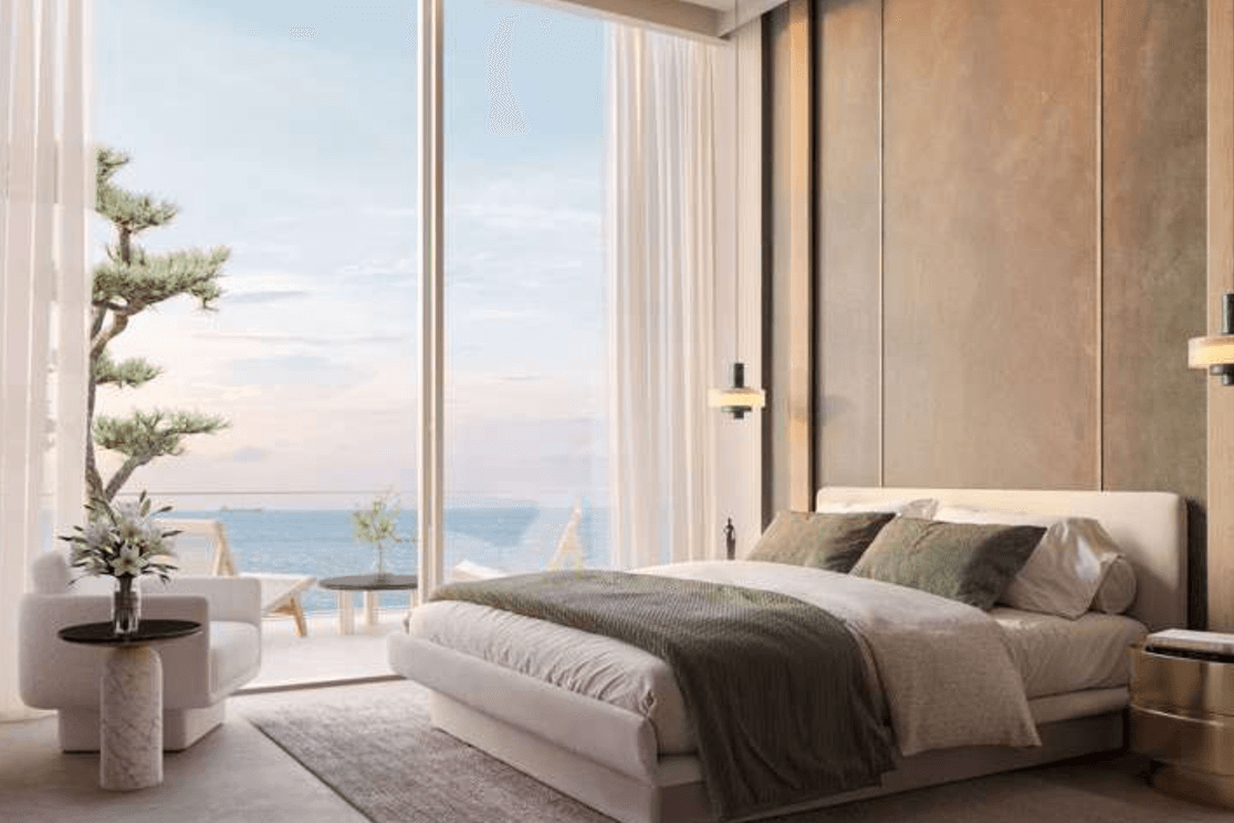 bedroom at ELLE Residences with open plan layout and contemporary interior detailing.