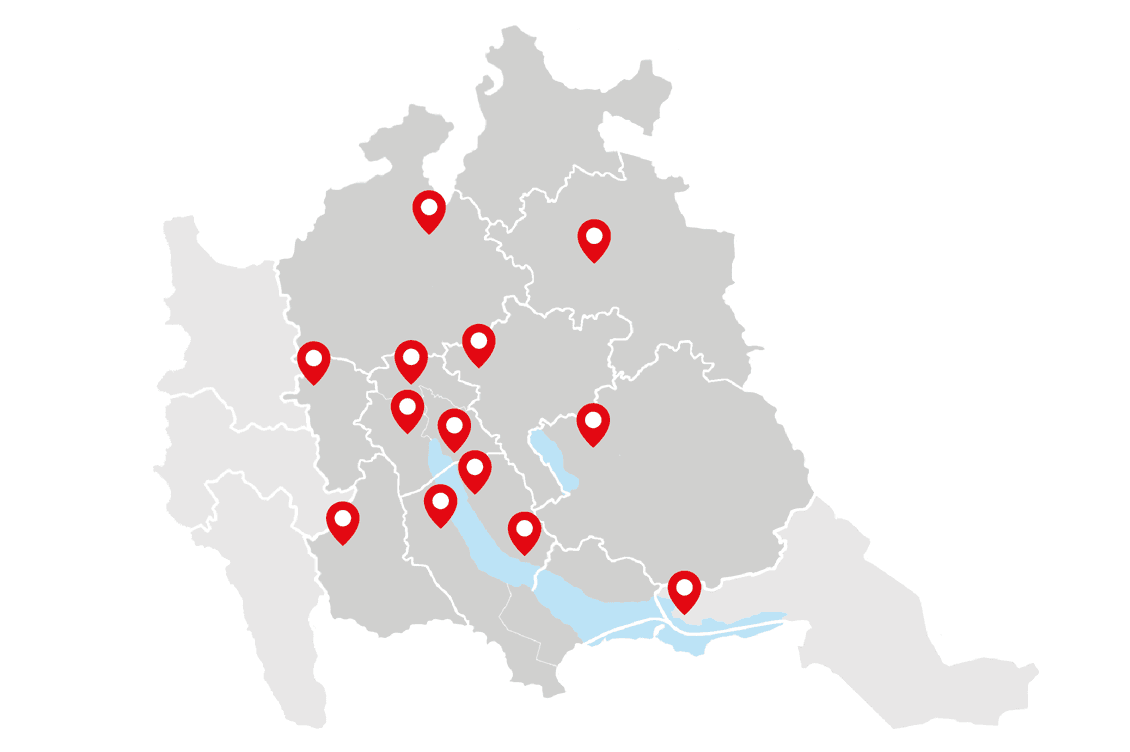 On this map you can see all Engel & Völkers branches in the Zurich region, so that you can easily find your local property contact via the detailed view.