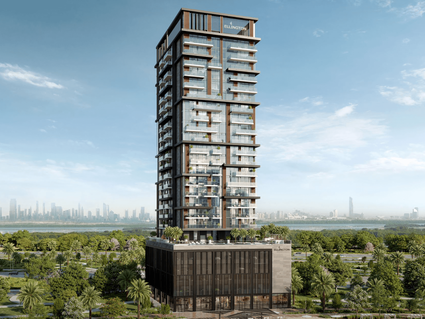 Riverton House exterior showing a mid rise residential building beside the community lagoon.