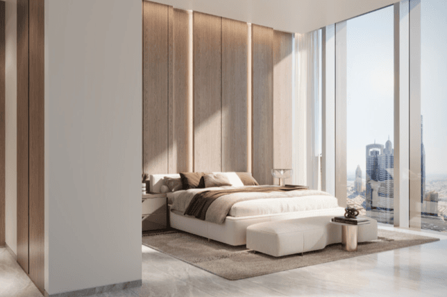 DIFC Heights Tower bedroom with amazing views of Dubai