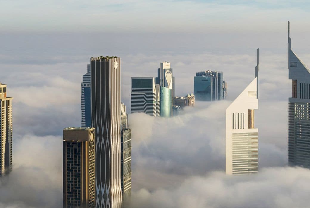 AHS Tower landscape external shot in the daytime as seen with the clouds