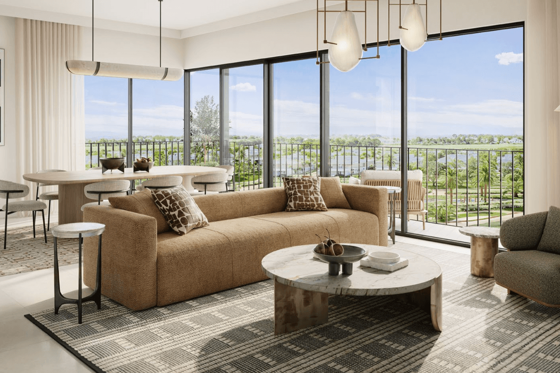 Golf Hills 2 residents lounge with contemporary seating and natural light