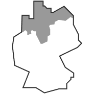 Umrisskarte von Deutschland mit einer hervorgehobenen Region im Norden, die in Grau schattiert ist und auf ein bestimmtes Gebiet hinweist.