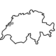 Map of Switzerland with a darker marked area which represents canton of Neuenburg