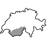 Map of Switzerland with a darker marked area which represents canton of wallis