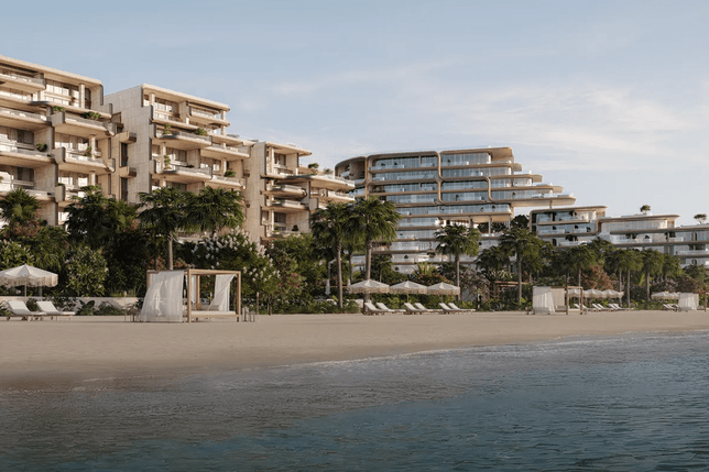 Private beach and external view of The Alba Residences
