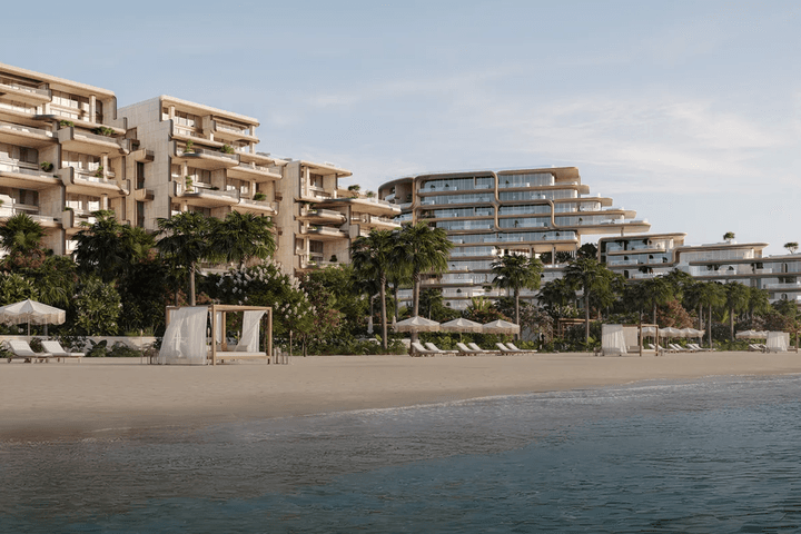 Private beach and external view of The Alba Residences