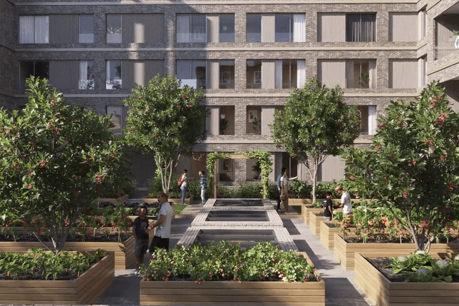 Pricture of a garden in the new residence NEST in Belval