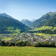 Summer panoramic shot of Mittersill with mountains in the background.