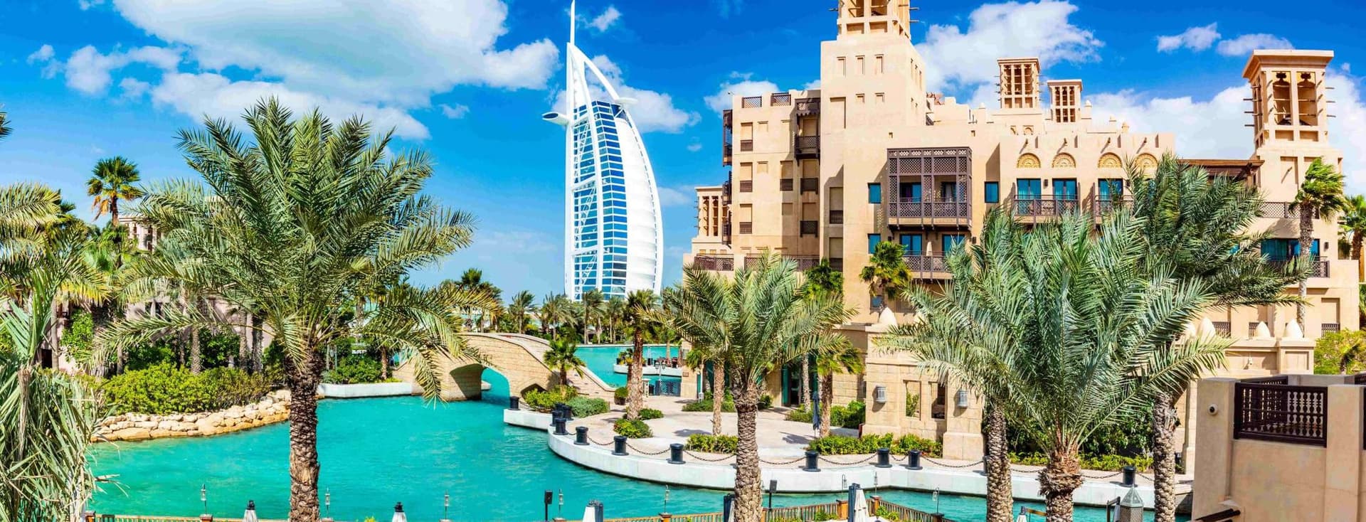 Burj Al Arab seen from madinat jumeirah in Dubai UAE
