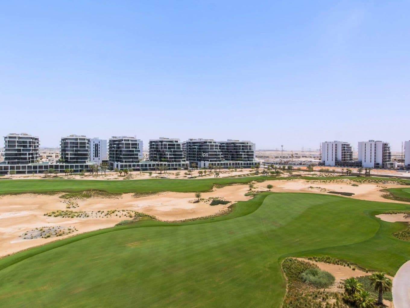 Damac Hills community with golf and apartments
