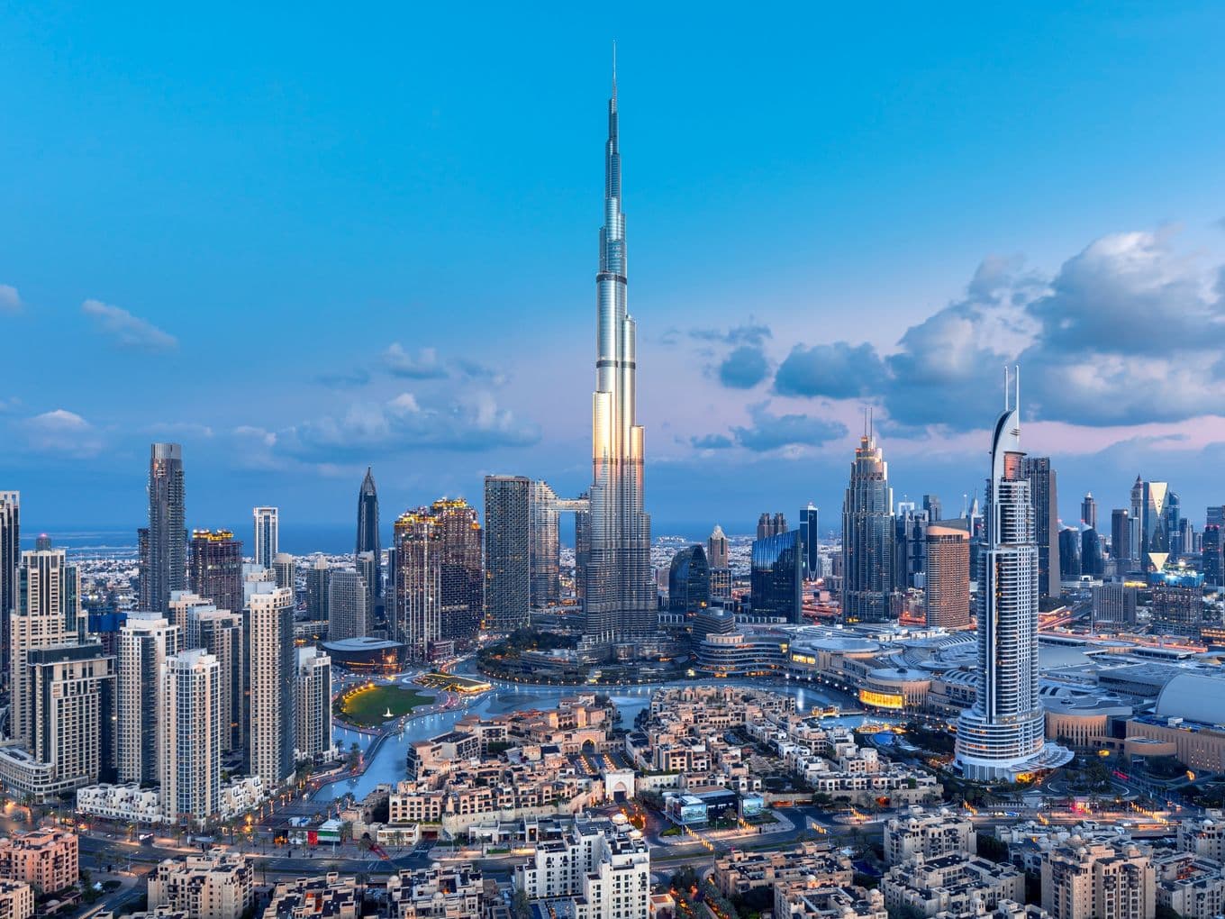 Stunning view of the Burj Khalifa in Dubai with a vibrant cityscape