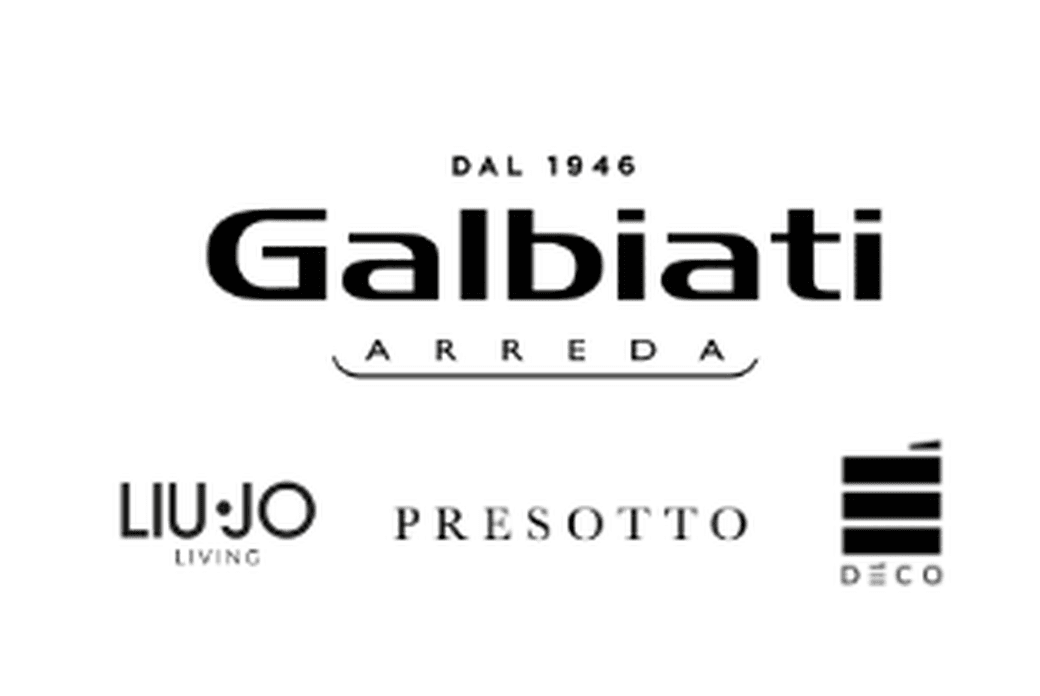 Logos of Galbiati Arreda, Liu Jo Living, Presotto, and Déco on a white background.