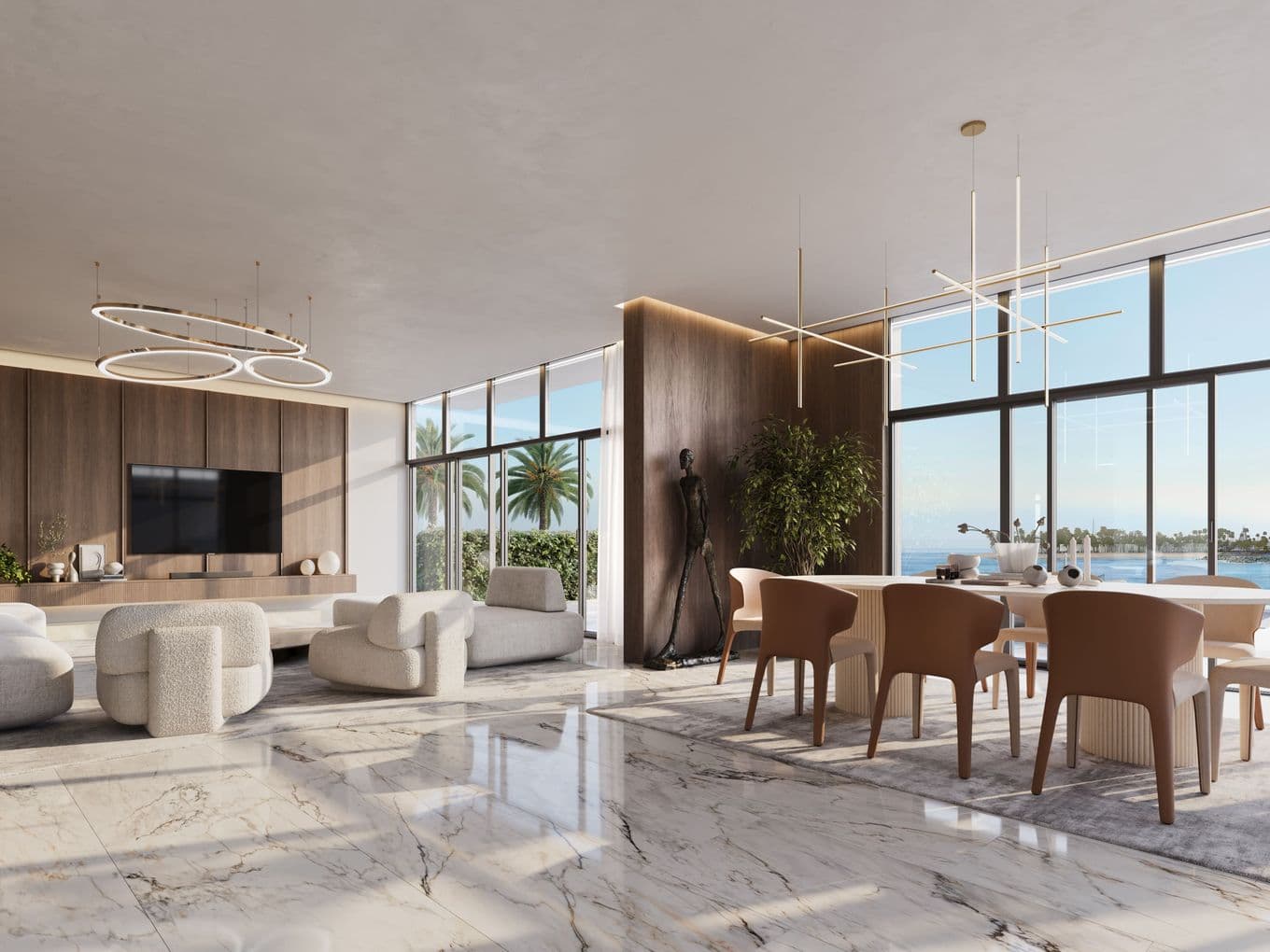 Open plan living space in off-plan villa in Dubai