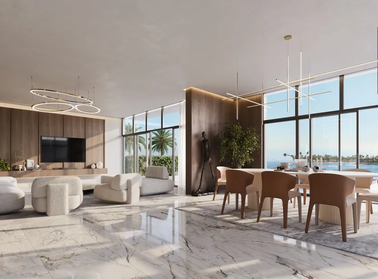 Open plan living space in villa