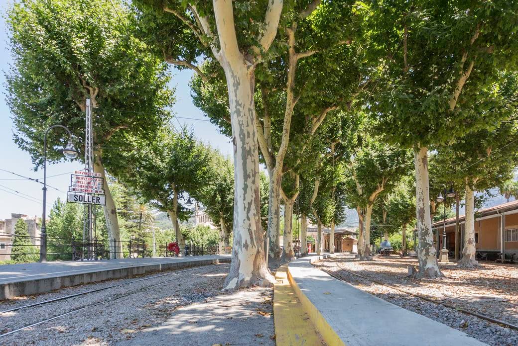 View of the charming train station in Sóller, famous for its picturesque journey through the island’s landscapes