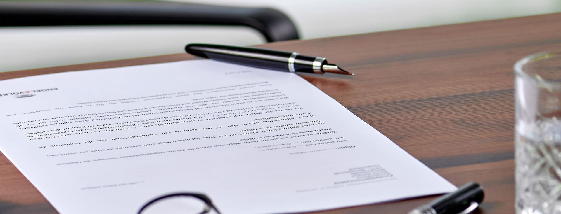 Pen lies on document for signature