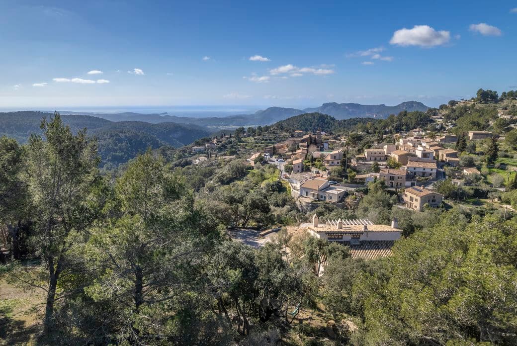Aerial view of Galilea village at 402 meters altitude
