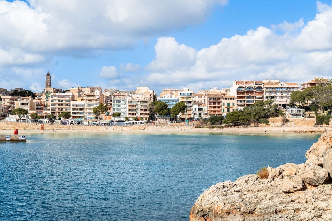 Beachfront beauty in Porto Cristo, lined with seafront properties