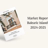 Market Report Balearic Islands front cover showcasing the brochure and an image from palma facade with palm trees