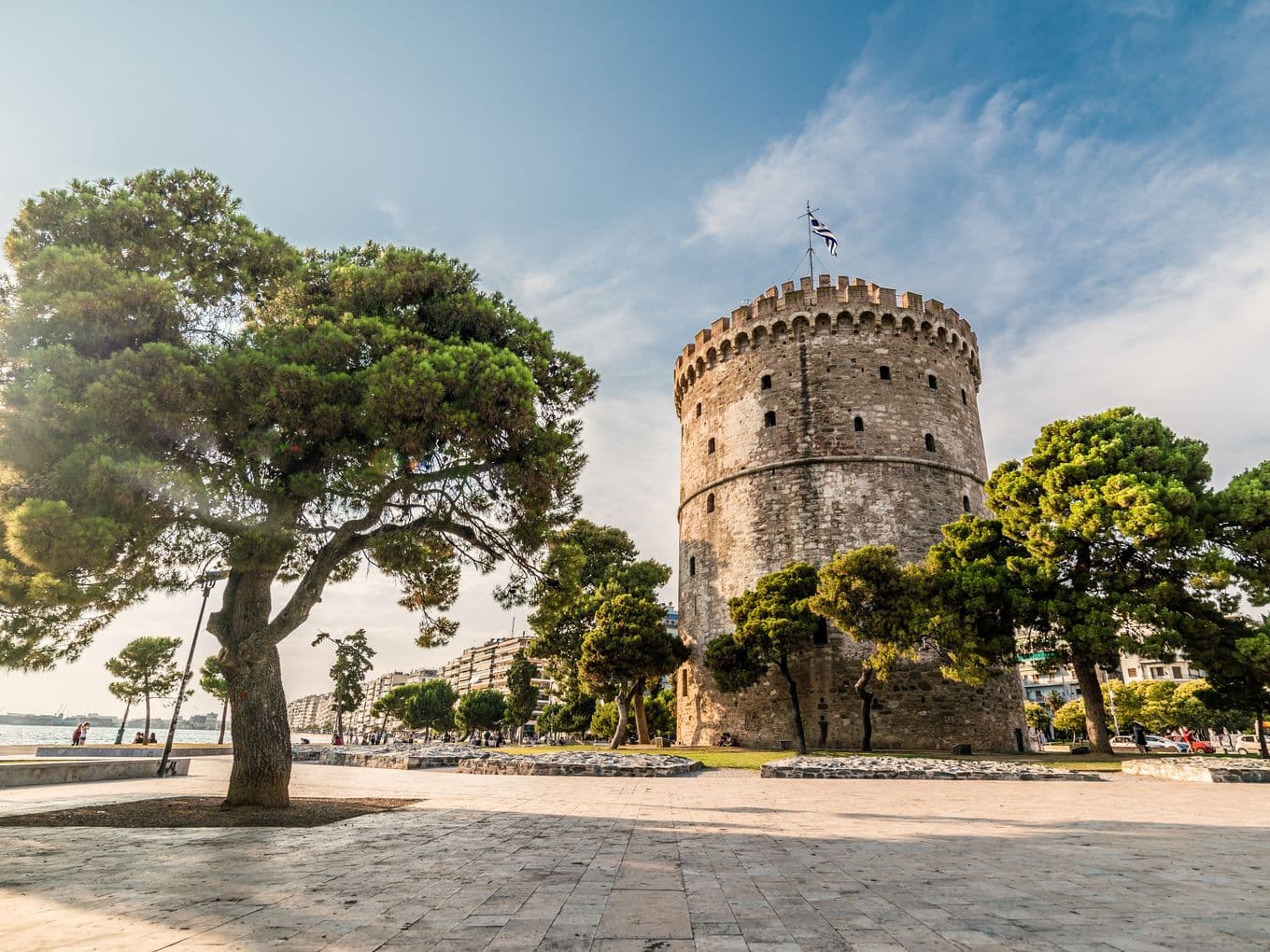 Colorful Photo panoramic of White Tower in Thessaloniki