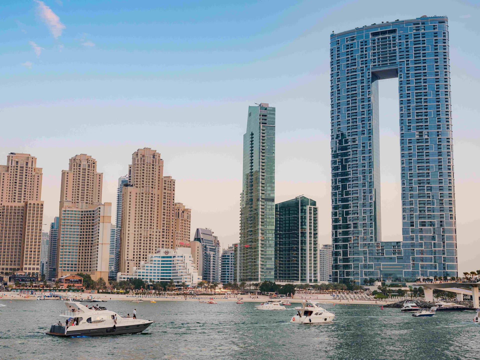 JBR boats and skyline