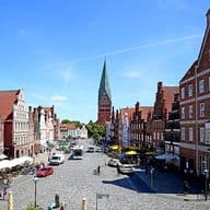 Lively old town of Lüneburg with cafés, red-brick buildings and real estate in a sought-after central location