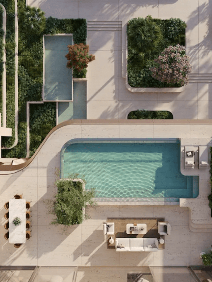 aerial view pool and terrace