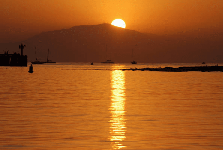 Sunset photo of lake Vouliagmeni at Athens Riviera