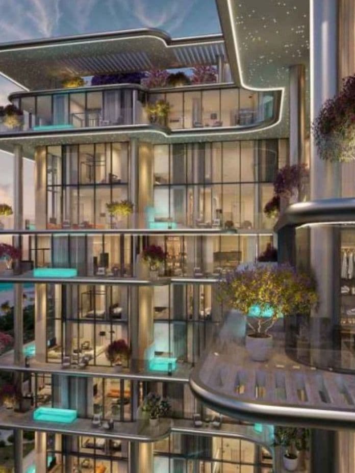 Villa Del Gavi Exterior overlooking Dubai Islands waterfront