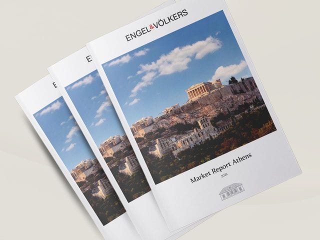 Engel & Völkers Athens Market Report brochure featuring the Acropolis on the cover