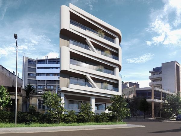 Front View of a luxury newly built residence in Athens, Gazi area