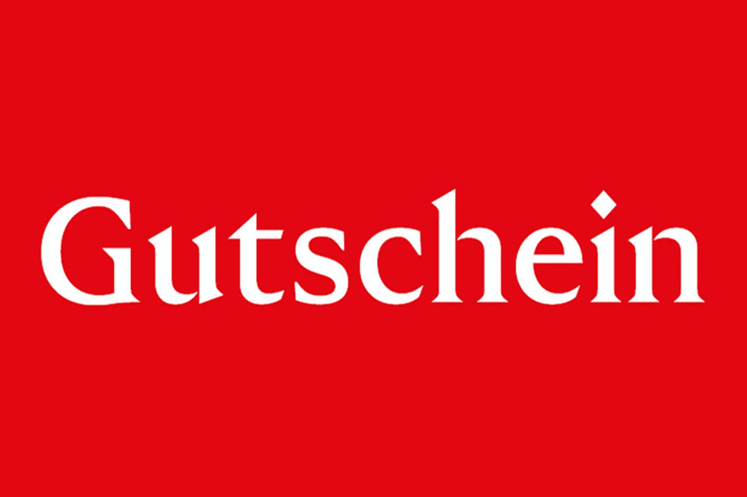 Roter Hintergrund mit dem Wort „Gutschein“ in weißer Schrift.