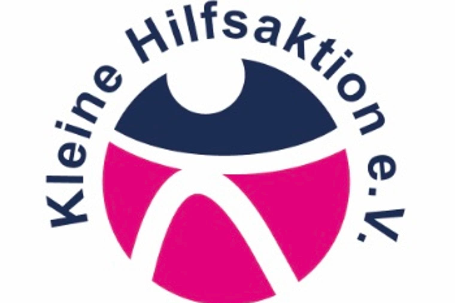 Logo for Kleine Hilfsaktion e.V. with a stylized eye in navy blue and pink on a white background.