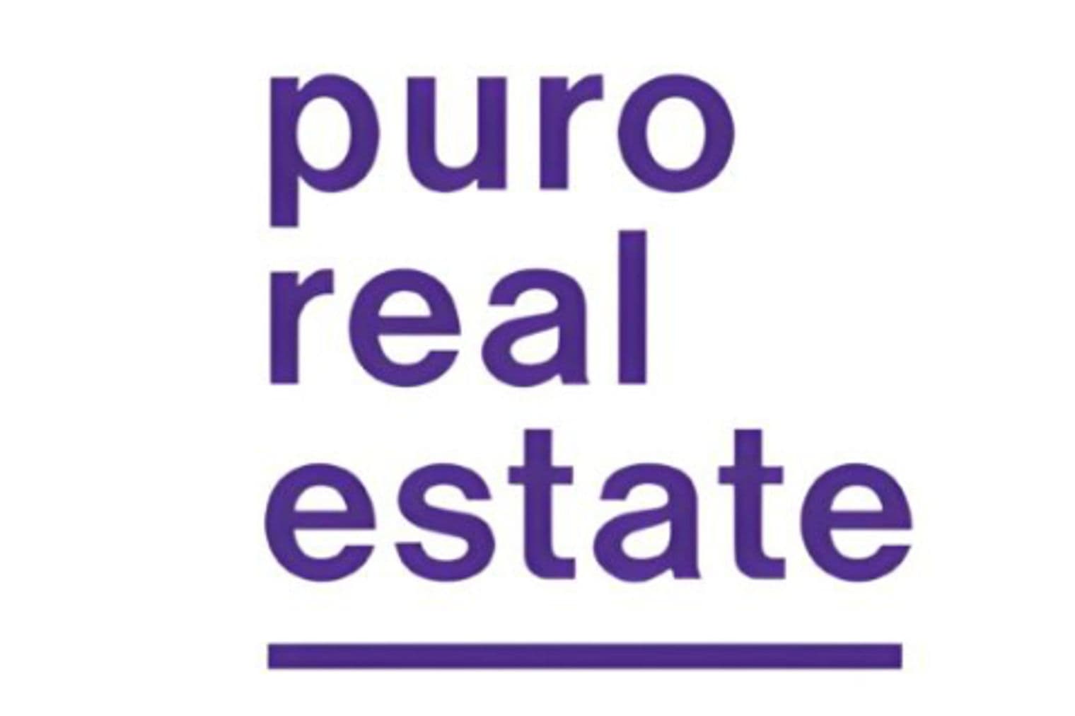 Logo für Puro Real Estate. Der Text ist in Lila auf weißem Hintergrund.