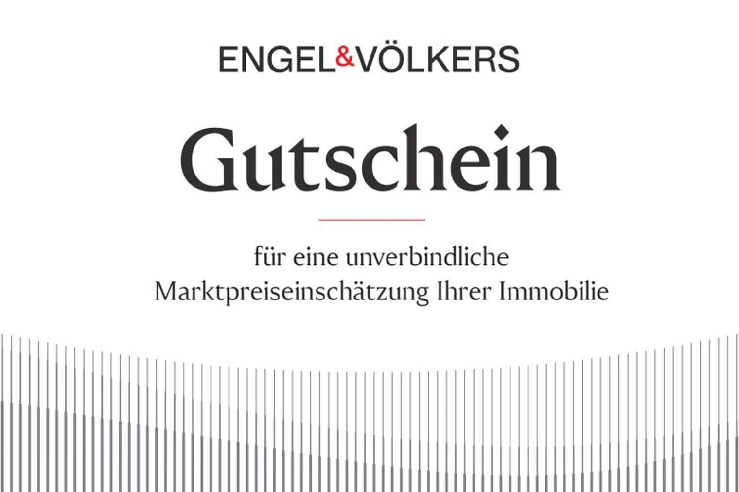 Engel & Völkers Gutschein für eine kostenlose Marktpreiseinschätzung Ihrer Immobilie. Graue Linien am unteren Rand.