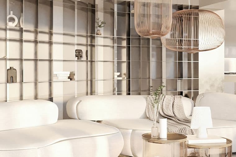 Σαλόνι με λευκά έπιπλα