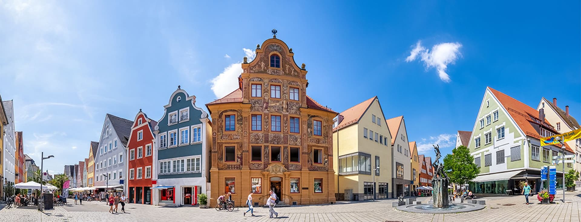 Historic old town of Ellwangen in Germany with colorful houses and lively squares