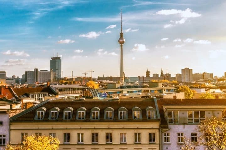 Berlin skyline in sunlight with a view of the Berlin TV Tower