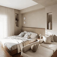 Indoor rendering of a luxury newly built bedroom