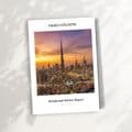 Cover of Engel & Völkers' "Residential Market Report Dubai FY 2025" featuring a sunset cityscape with the Burj Khalifa.