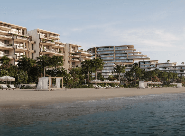 Private beach and external view of The Alba Residences