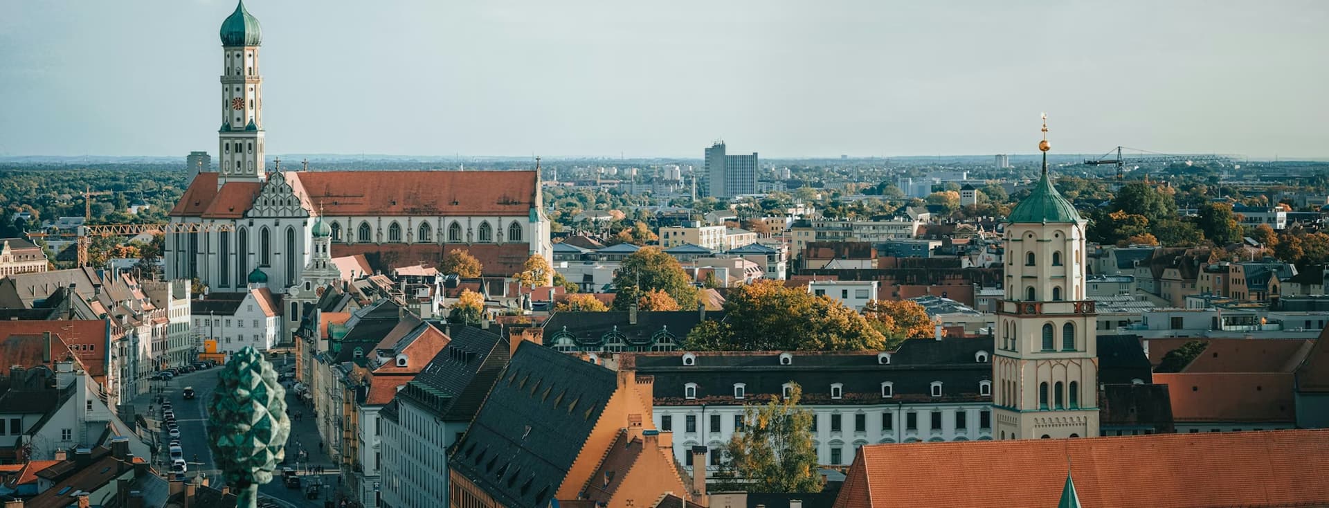 Aerial view of city buildings during day time in Augsburg, Bavaria