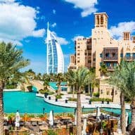 Burj Al Arab seen from madinat jumeirah in Dubai UAE
