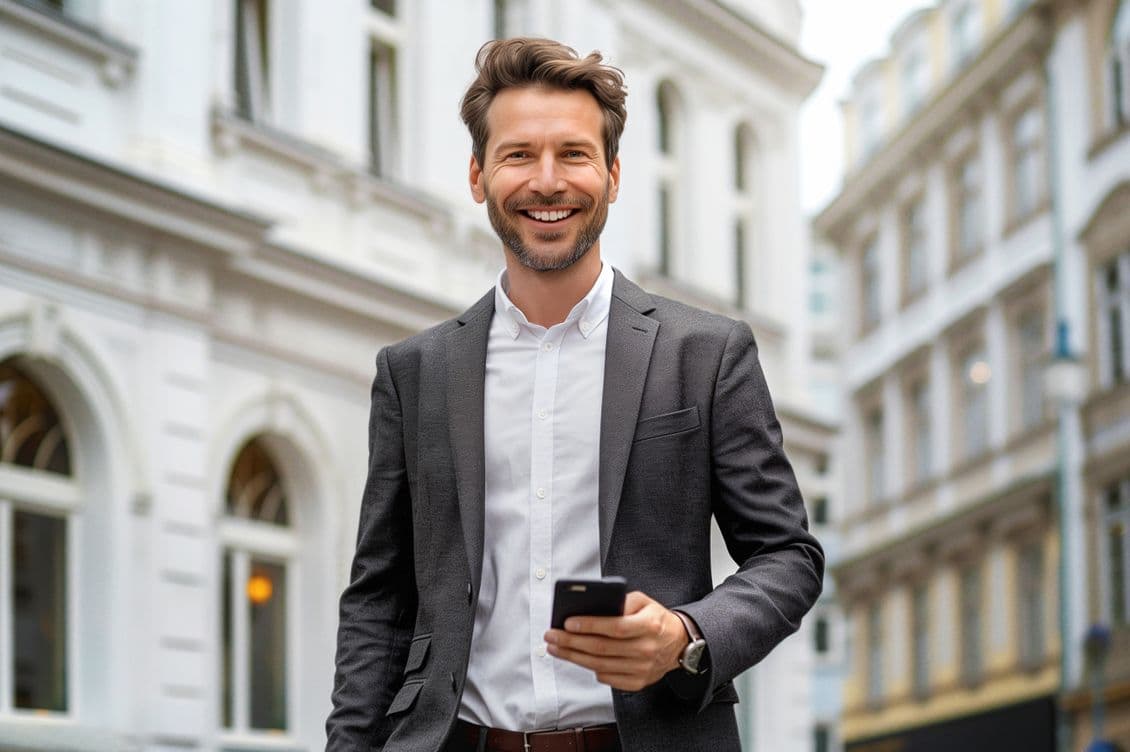 Real estate agent in urban setting