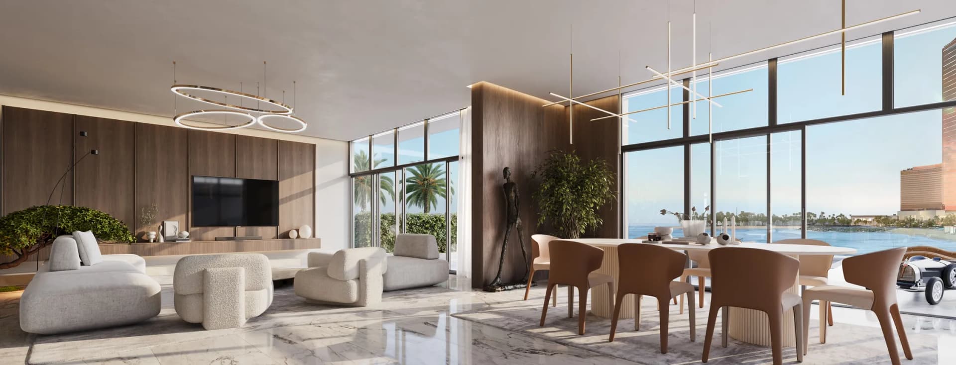 Open plan living space in villa