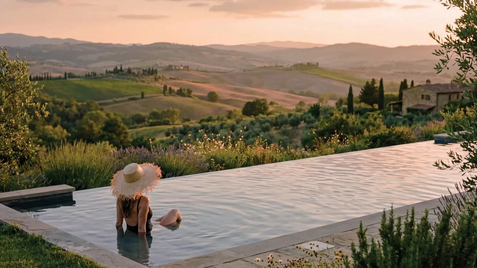 Casale di lusso con piscina a sfioro sulle colline al tramonto - Engel & Völkers