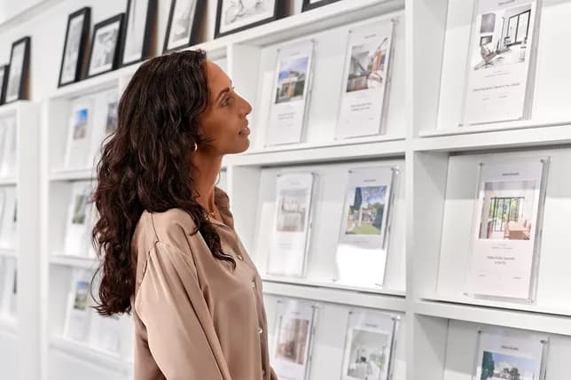 Client in front of exposé wall