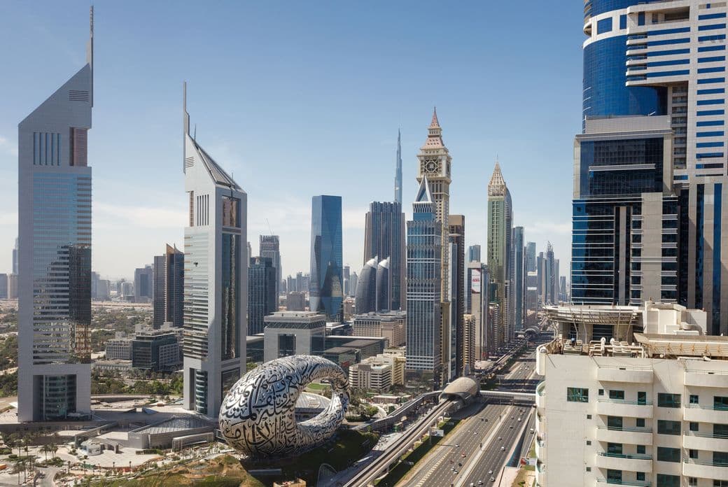 difc sheikh zayed road view and museum of the future