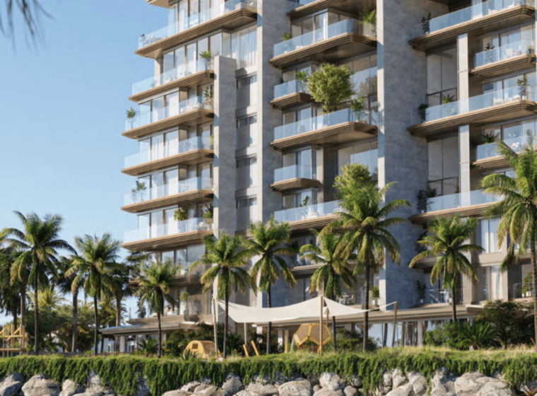 Solaya beachfront development with private shoreline on La Mer in Jumeirah Dubai.
